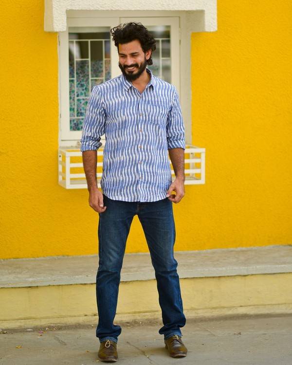 Pacific Blue Ikat Waves Shirt