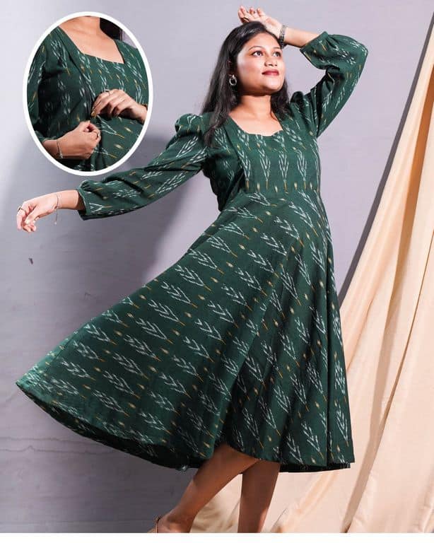 Fern Green Ikat Maternity Dress Main image