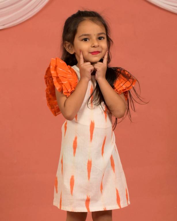 Willow White Ikat Kids Dress Secondary image