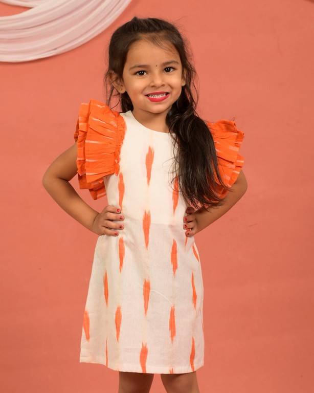 Willow White Ikat Kids Dress
