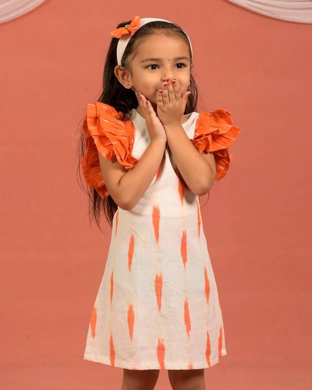 Willow White Ikat Kids Dress