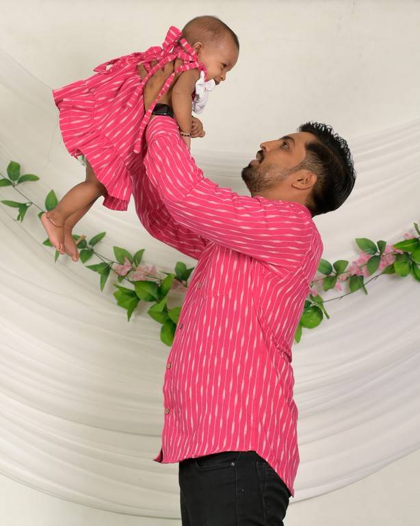 Pink Punch Ikat Father Daughter Twinning