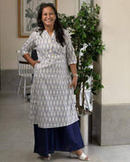 Ice Blue Ikat Straight Kurta