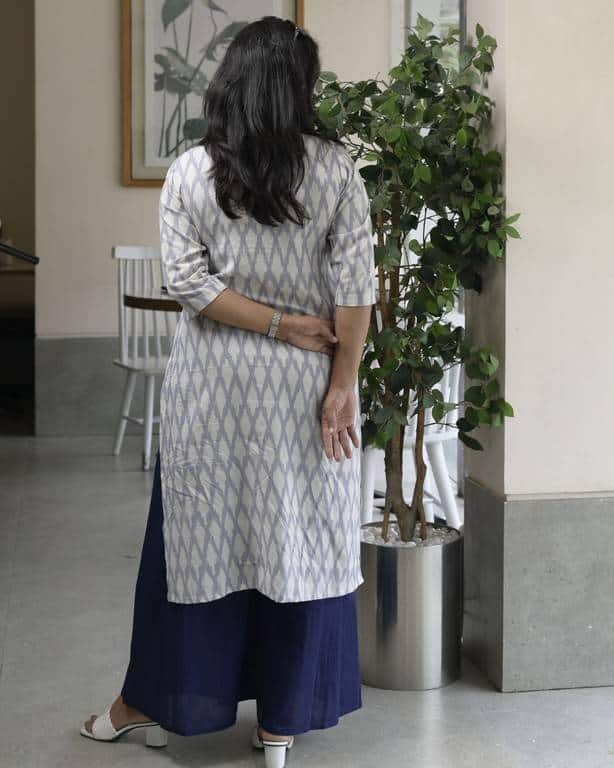 Ice Blue Ikat Straight Nursing Kurta