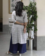 Ice Blue Ikat Straight Kurta