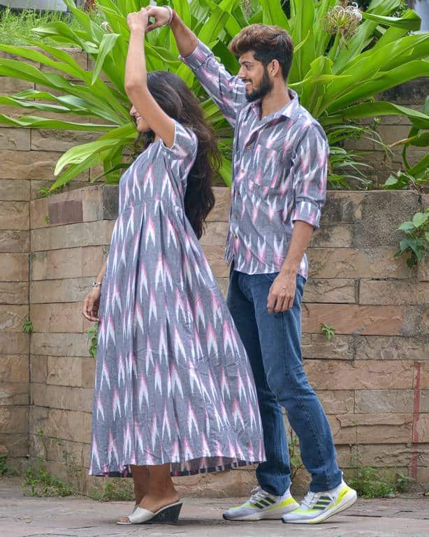 Grey Ikat Couple Set