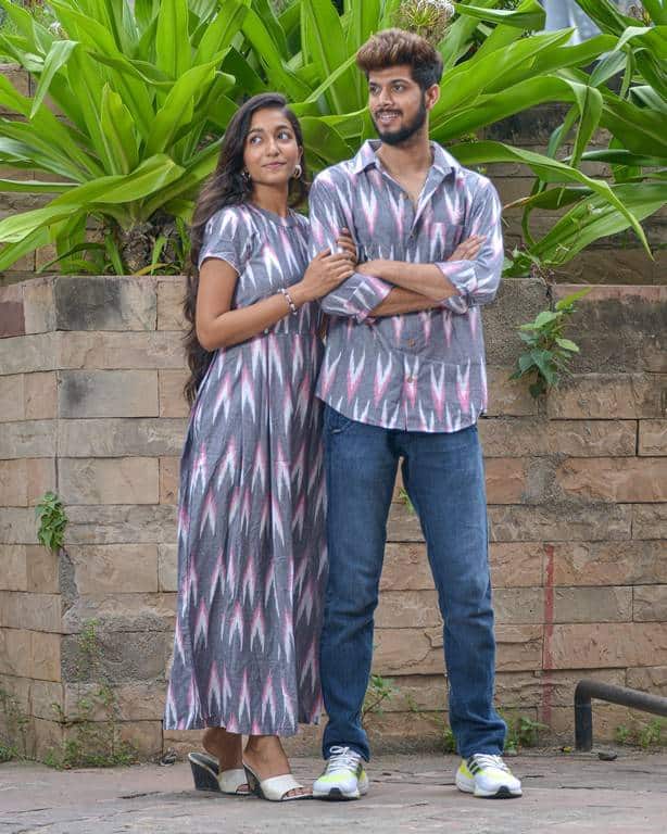 Grey Ikat Couple Set