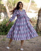 Grey Ikat Tiered Nursing Dress.
