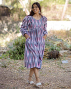 Grey Ikat Tiered Nursing Dress.