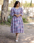 Grey Ikat Tiered Nursing Dress.