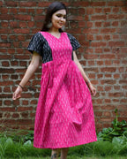 Pink Punch Ikat Pleated Dress