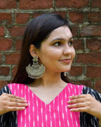 Pink Punch Ikat Pleated Dress
