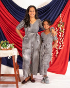 Black Checkered Sleeves Jumpsuit