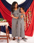 Black Checkered Jumpsuit Mother Daughter Twinning