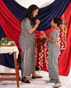 Black Checkered Jumpsuit Mother Daughter Twinning