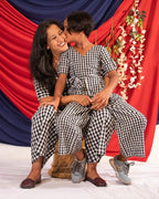 Black Checkered Sleeves Jumpsuit