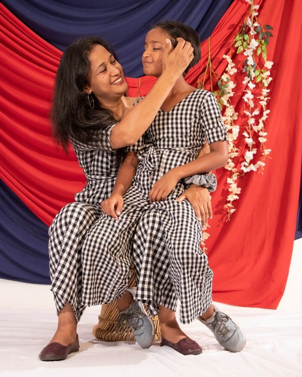 Black Checkered Jumpsuit Mother Daughter Twinning