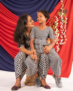 Black Checkered Jumpsuit Mother Daughter Twinning