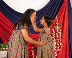 Red Yellow Block Print Dress Mother Daughter Twinning