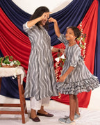 Grey Blast Kali Kurta Mother Daughters Twining