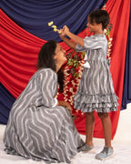 Grey Blast Kali Kurta Mother Daughters Twining