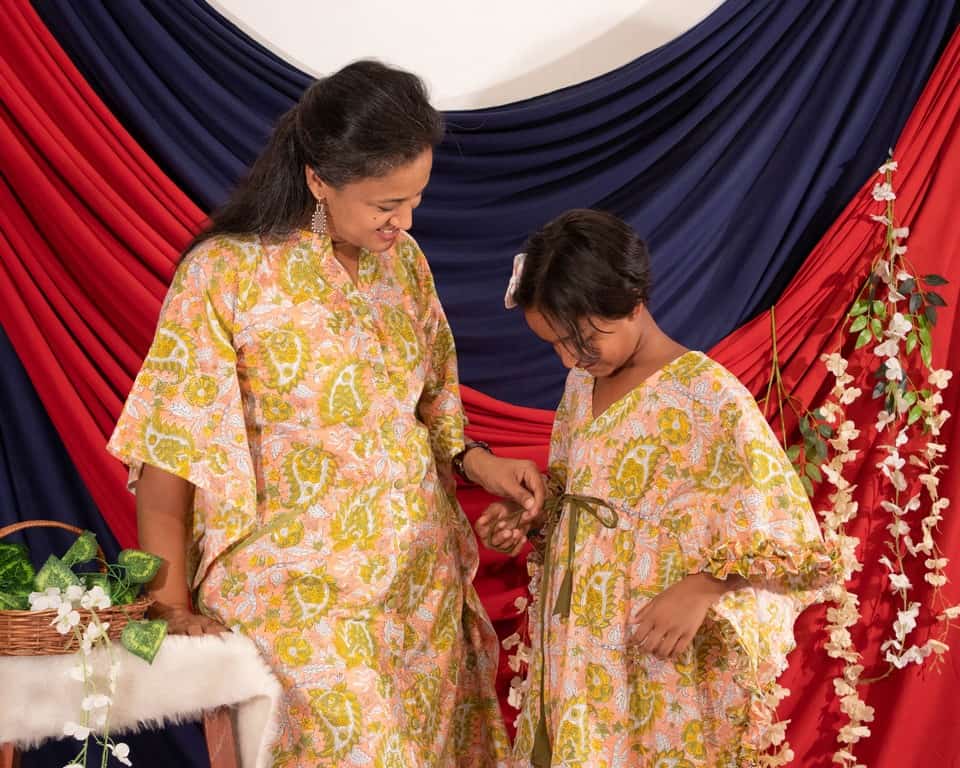 Pearl Floral Kaftan Mother Daughter Twinning