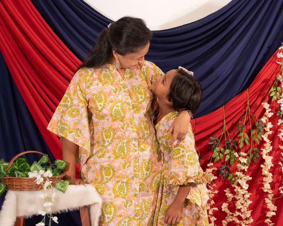 Pearl Floral Kaftan Mother Daughter Twinning