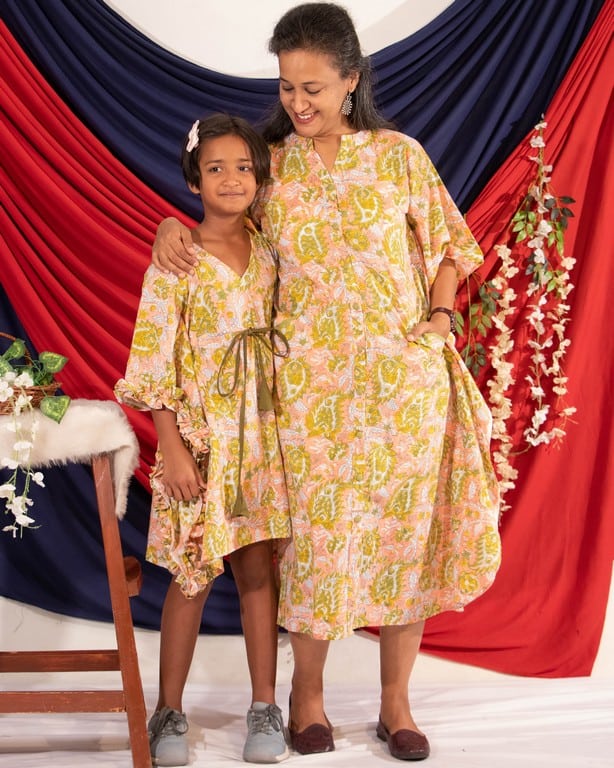 Pearl Floral Kaftan Mother Daughter Twinning