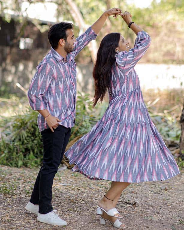 Grey Ikat Tiered Couple Set