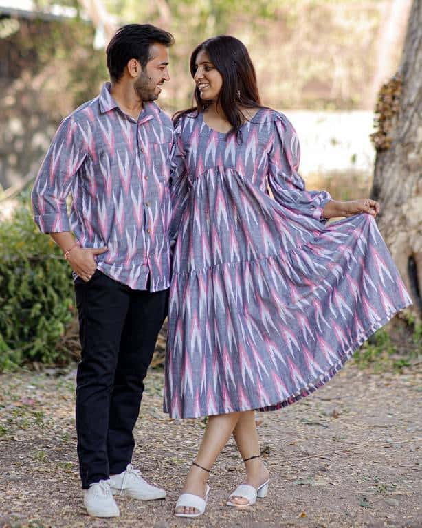 Grey Ikat Tiered Couple Set