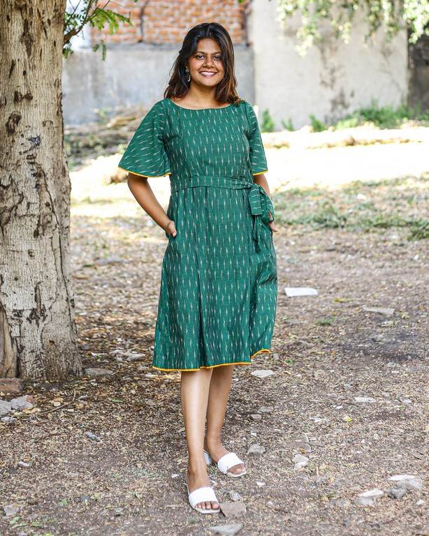 Pickle Green Nursing Dress with Belt