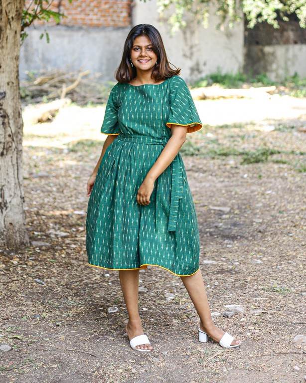 Pickle Green Nursing Dress with Belt