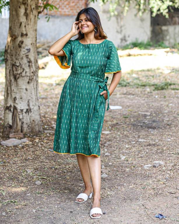 Pickle Green Nursing Dress with Belt