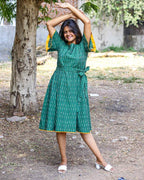 Pickle Green Nursing Dress with Belt