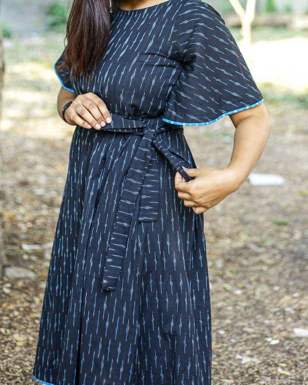 Ocean Black Nursing Dress with Belt