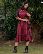 Beetroot Diverting Threads Maternity Dress