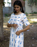 White Shift Ikat Maternity Dress