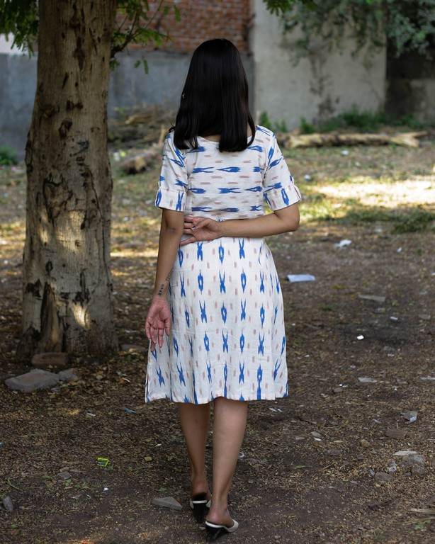 White Shift Ikat Maternity Dress