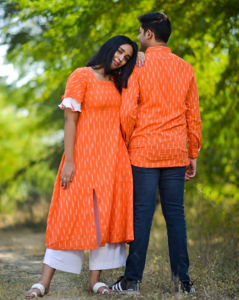 Orange Obsession Ikat Couple