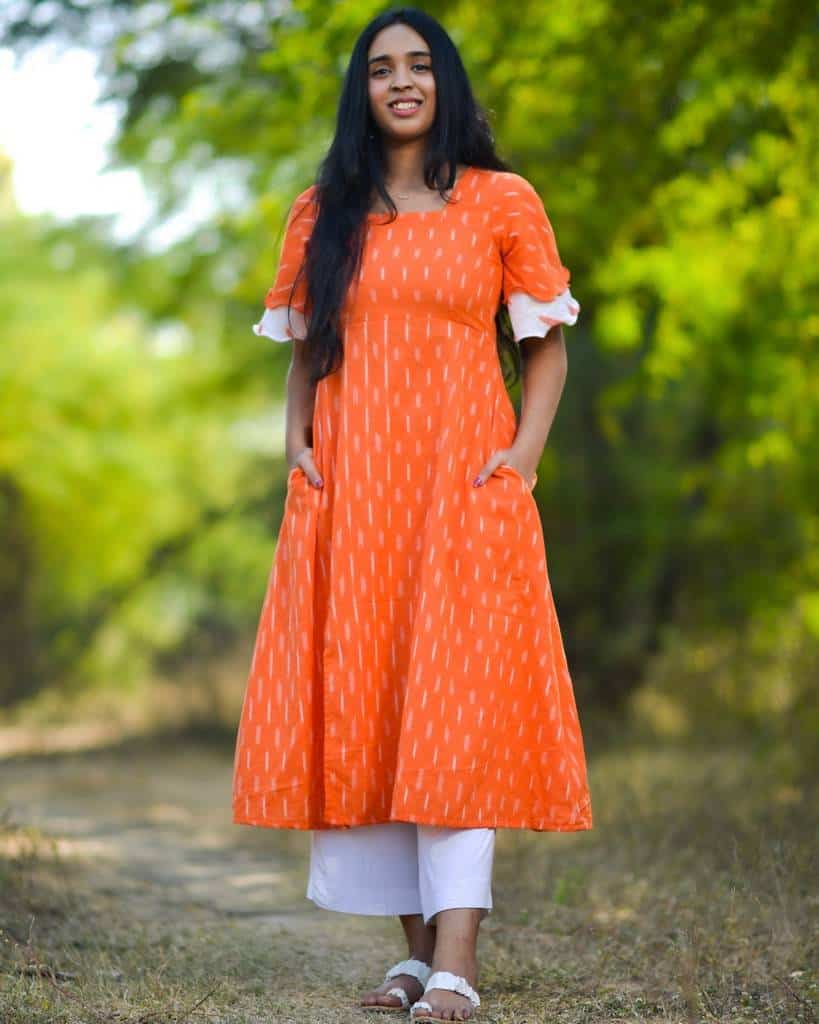 Orange Obsession Ikat Front Slit Dress