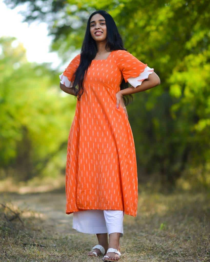 Orange Obsession Ikat Front Slit Dress