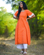 Orange Obsession Ikat Front Slit Nursing Dress