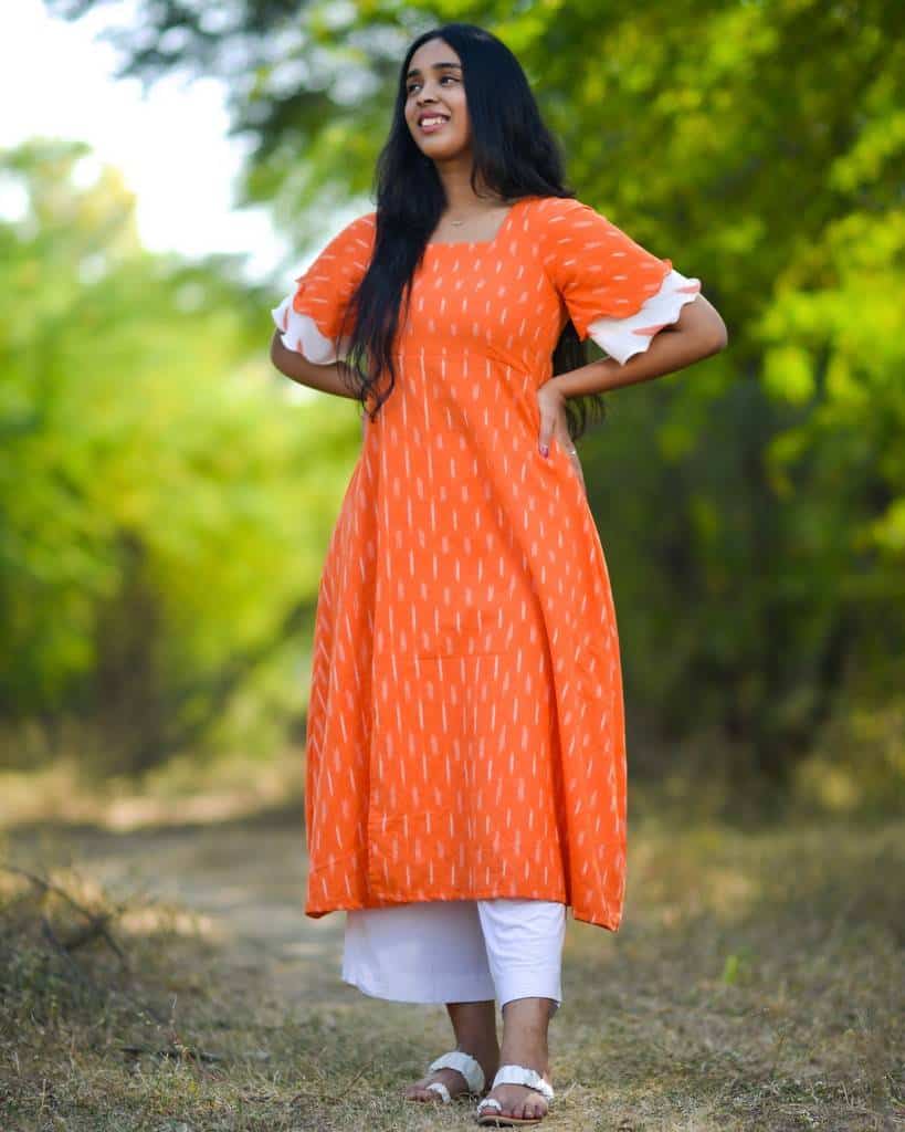 Orange Obsession Ikat Front Slit Nursing Dress