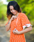 Orange Obsession Ikat Front Slit Nursing Dress
