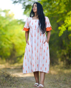 Willow White Ikat Front Slit Dress