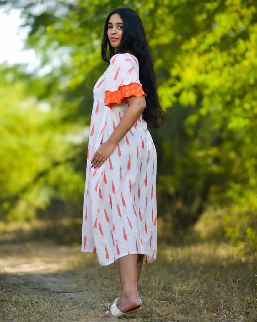 Willow White Ikat Front Slit Dress