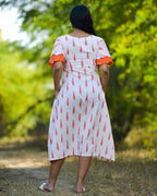 Willow White Ikat Front Slit Dress