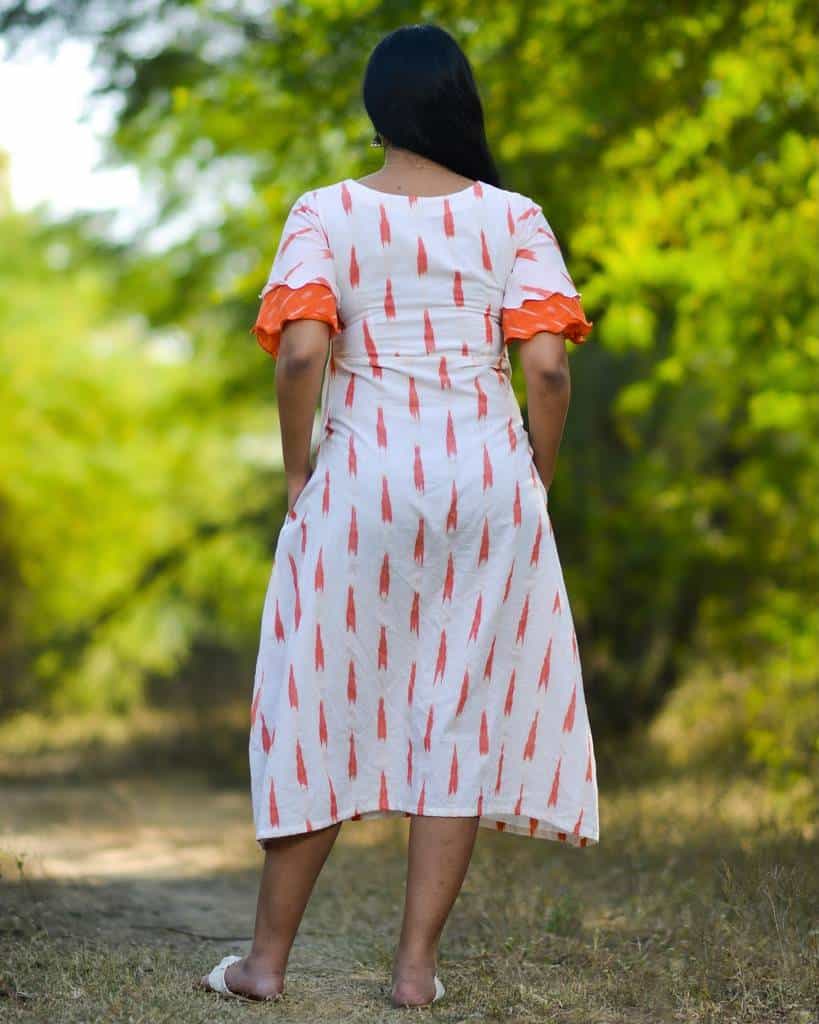 Willow White Ikat Front Slit Nursing Dress