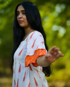 Willow White Ikat Front Slit Dress