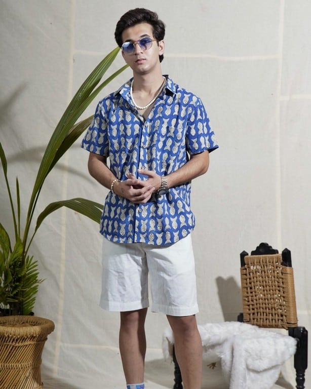 Blue Fish Print Shirt Secondary image